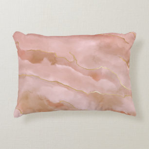 Pink Liquid Marble Gold Texture Decorative Cushion