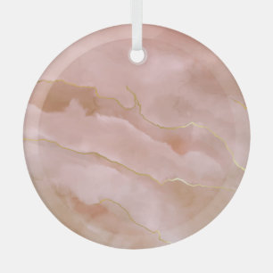 Pink Liquid Marble Gold Texture Glass Tree Decoration