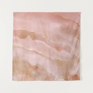 Pink Liquid Marble Gold Texture Tapestry