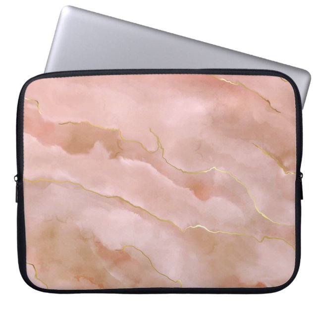 Pink liquid marble texture laptop sleeve (Front)
