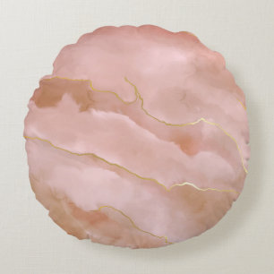 Pink liquid marble texture round cushion