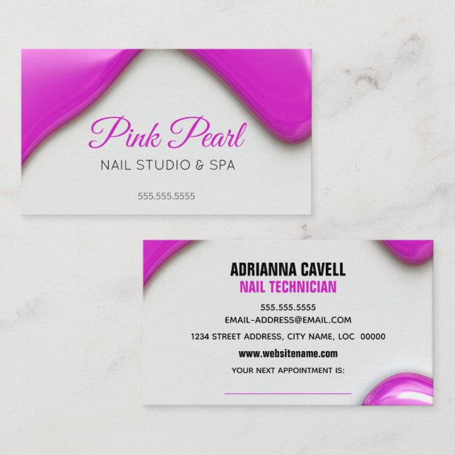 Pink Liquid Nail Polish Appointment Card (Front/Back)
