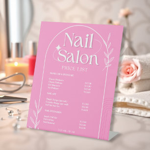 Pink List Of Services Trendy Nail Salon Price List Pedestal Sign