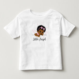 Pink Little Angel Wings African American Baby Girl Toddler T-Shirt