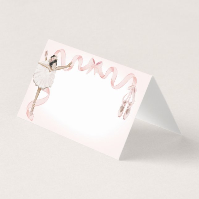 Pink Little Ballerina Place Card Party Decor (Front)