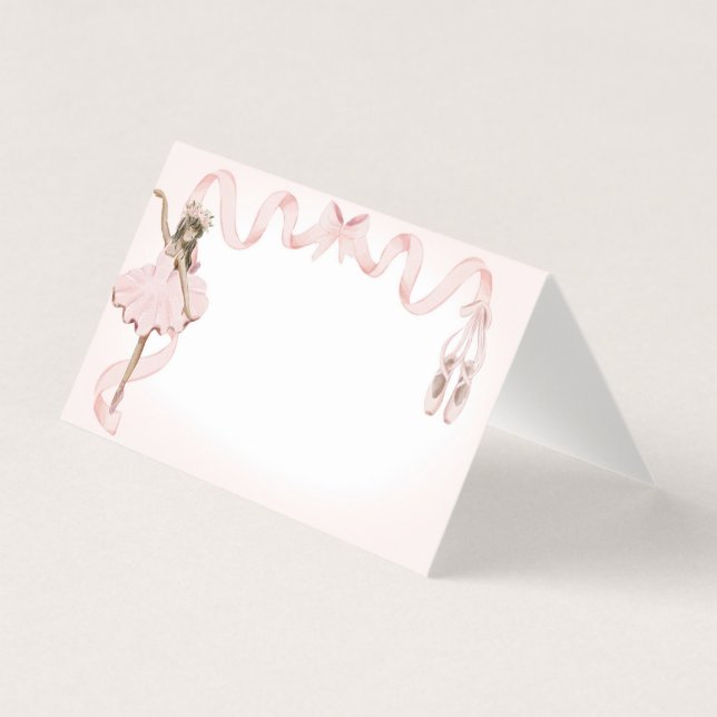 Pink Little Ballerina Place Card Party Decor (Front)