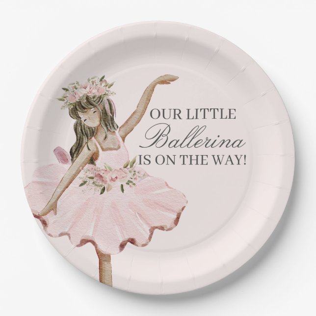 Pink Little Ballerina Plates Ballet Party Decor  (Front)