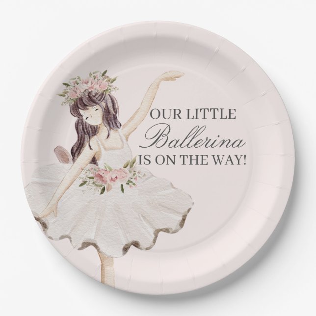 Pink Little Ballerina Plates Ballet Party Decor  (Front)