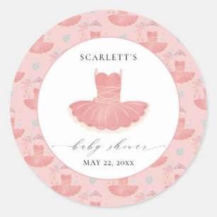 Pink Little Ballerina Tutu Baby Girl Baby Shower  Classic Round Sticker