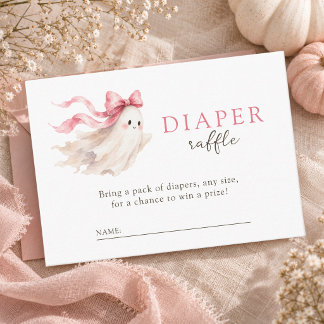 Pink Little Boo Baby Girl Shower Diaper Raffle  Enclosure Card