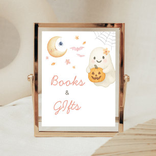 Pink Little Boo Baby Shower Books and Gifts Sign