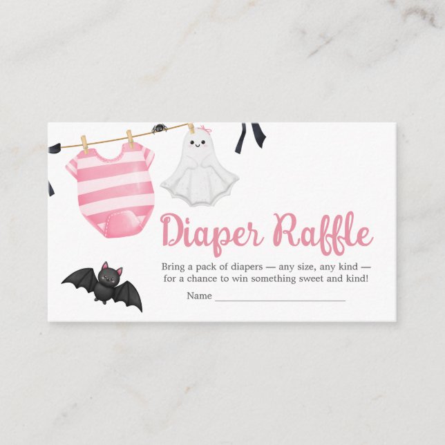 Pink Little Boo Baby Shower Diaper Raffle Enclosure Card (Front)