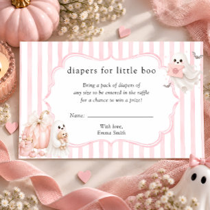 Pink Little Boo Baby Shower Diaper Raffle Ticket Enclosure Card