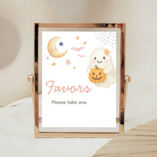 Pink Little Boo Baby Shower Favours Sign