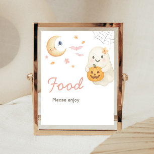 Pink Little Boo Baby Shower Food Sign