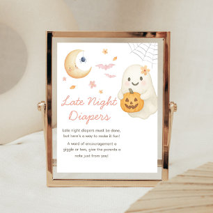 Pink Little Boo Baby Shower Late Night Diaper Sign