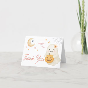 Pink Little Boo Baby Shower Thank You Card