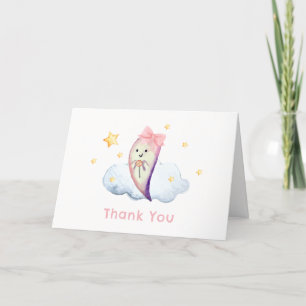 Pink Little Boo Bow Ghost Halloween Baby Shower  Thank You Card