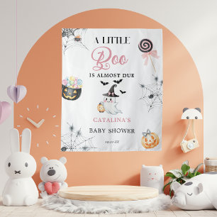 Pink Little Boo Cute Ghost Baby Shower Backdrop Tapestry