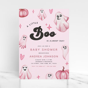Pink Little Boo Ghost Baby Shower Invite