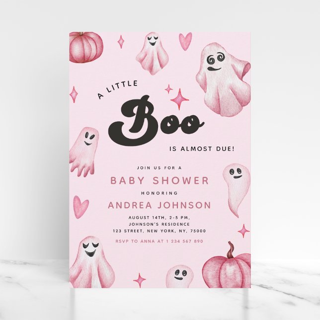 Pink Little Boo Ghost Baby Shower Invite (Creator Uploaded)