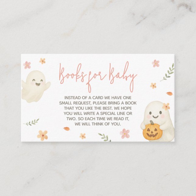 Pink Little Boo Halloween Baby Books for Baby Enclosure Card (Front)