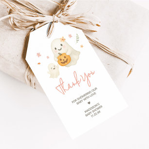 Pink Little Boo Halloween Baby Shower Favour Tags
