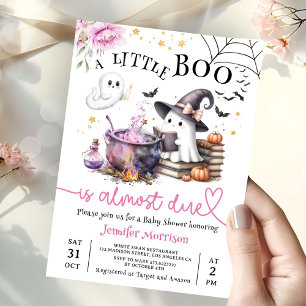 Pink Little Boo Halloween Baby Shower  Invitation