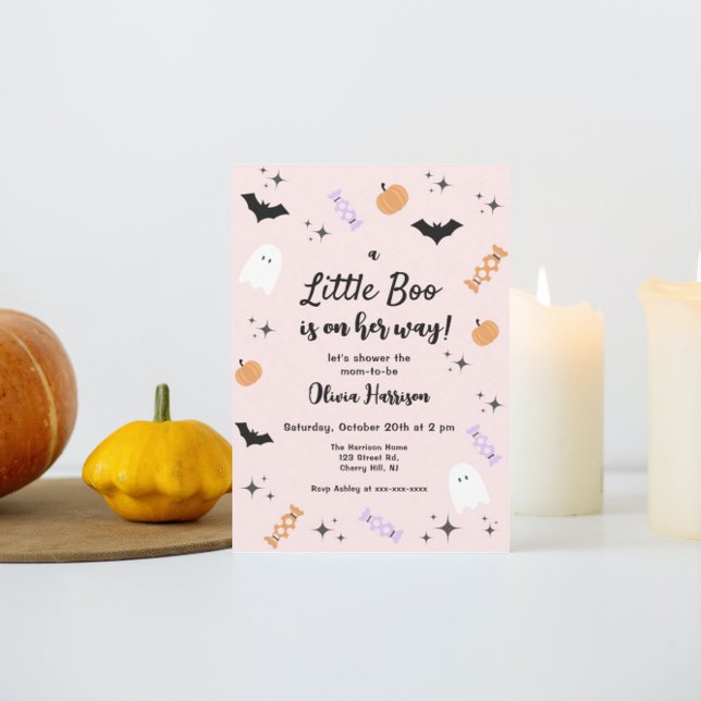Pink Little Boo Halloween Baby Shower Invitation (Creator Uploaded)
