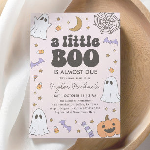 Pink Little Boo Halloween Baby Shower Invitation