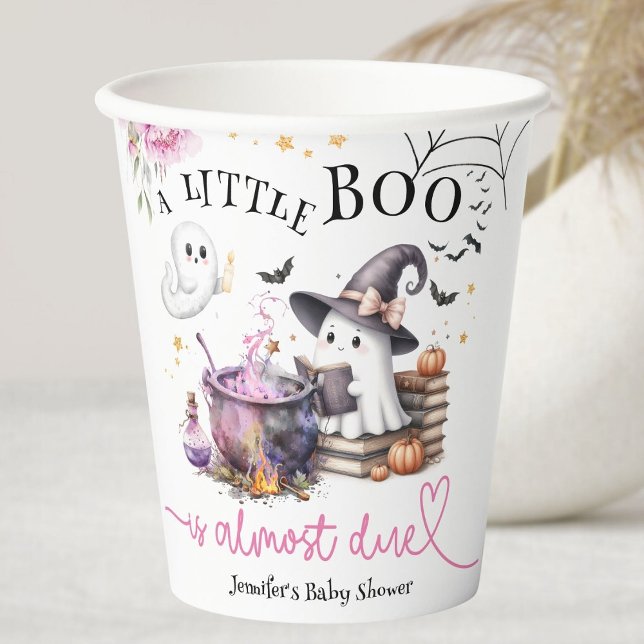 Pink Little Boo Halloween Baby Shower Paper Cups (Creator Uploaded)