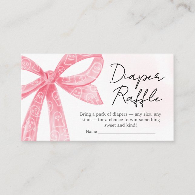 Pink Little Boo Halloween BabyShower Diaper Raffle Enclosure Card (Front)