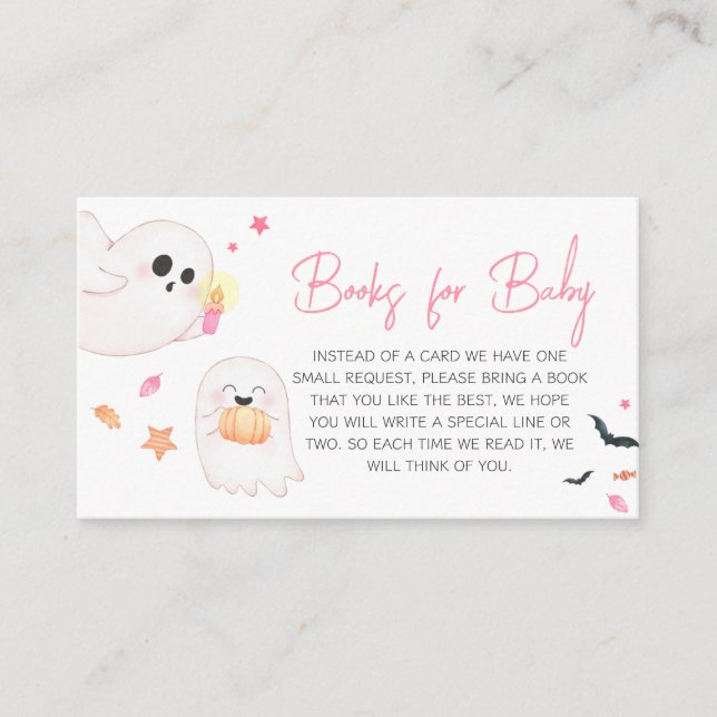 Pink Little Boo Halloween Books for Baby Enclosure Card (Front)