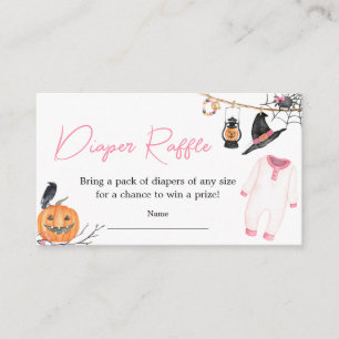 Pink Little Boo Halloween Diaper Raffle Enclosure Card