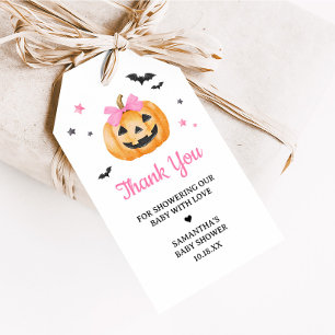 Pink Little Boo Spooky Pumpkin Favour Tags