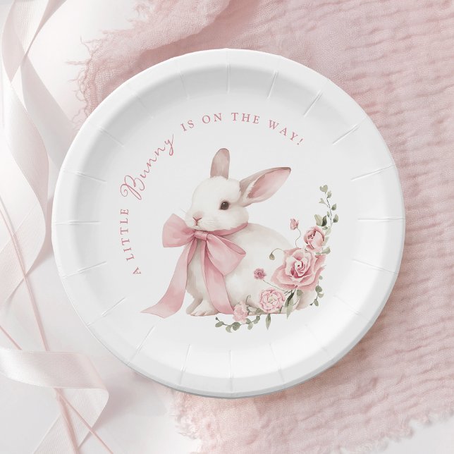 Pink Little Bunny Baby Shower  Paper Plate (Creator Uploaded)