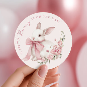 Pink Little Bunny Baby Shower Stickers