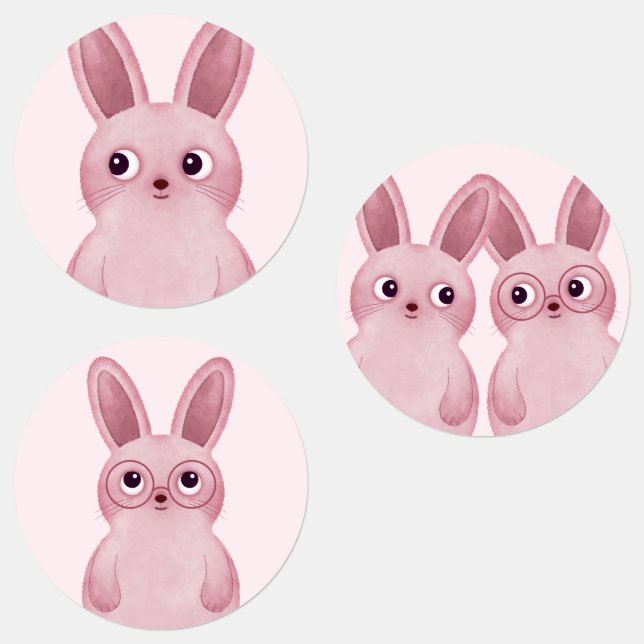 Pink little bunny with glasses for a girl's party (Group)