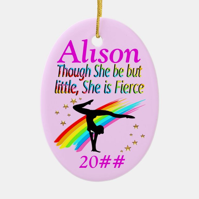 PINK LITTLE BUT FIERCE CUSTOM GYMNAST ORNAMENT (Front)
