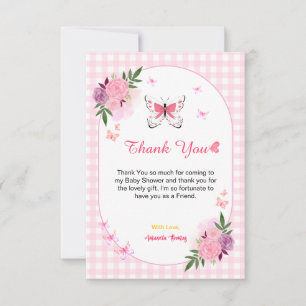 Pink Little Butterfly Baby Shower Thank You Cards 