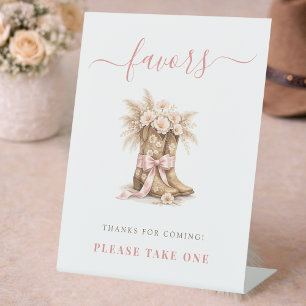 Pink Little Cowgirl Boots Baby Girl Shower Favours Pedestal Sign