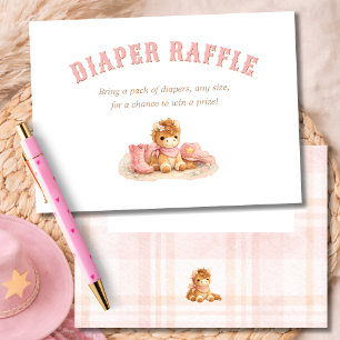 Pink Little Cowgirl Shower Diaper Raffle Ticket Enclosure Card
