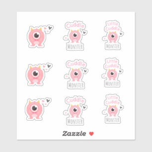Pink Little Cuddle Monster Stickers