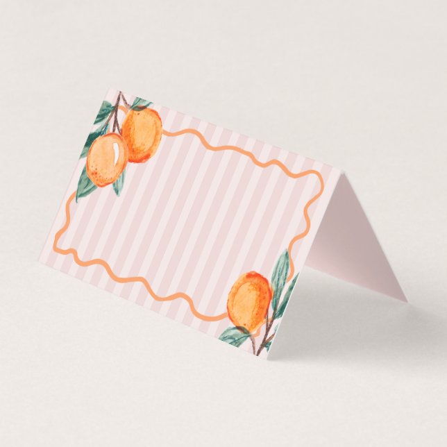 Pink Little Cutie Citrus Party Table Place Cards (Front)