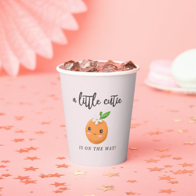 Pink Little Cutie Girl Baby Shower Paper Cups (Insitu)