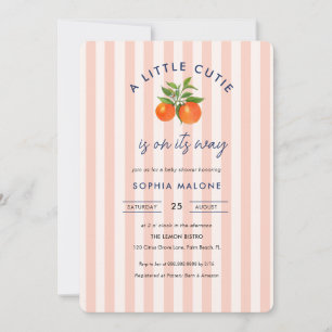 Pink Little cutie on its way Citrus Baby shower  Invitation