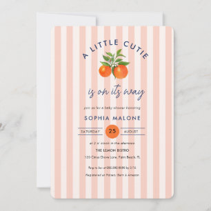 Pink Little cutie on its way Citrus Baby shower  Invitation