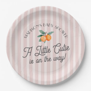 Pink Little Cutie On The Way Citrus Baby Shower Paper Plate