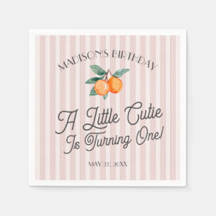 Pink Little Cutie Pastel Citrus Birthday Party Napkin