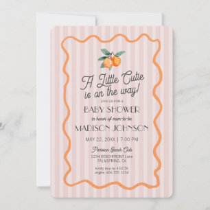 Pink Little Cutie Pastel Citrus Theme Baby Shower Invitation